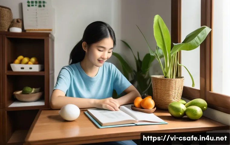 건설안전기사 수험생의 건강관리법 - A bright and cozy Vietnamese study room with natural daylight streaming through a window, featuring ...